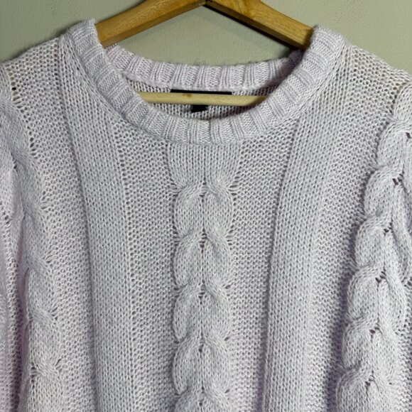 Banana Republic Chunky Cable Knit Sweater Pullover Women's Small Lilac Academia - Picture 5 of 11